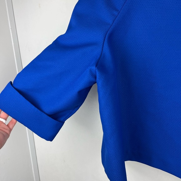Dress Barn Woman Blue Cropped Blazer Jacket Button Front 16W Short Sleeve - Picture 8 of 11